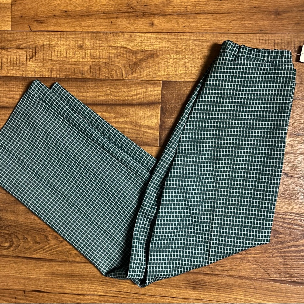 Montgomery Wards~ Vintage (1970’s) Size 14~Green Check Bell Bottom Pants (New)